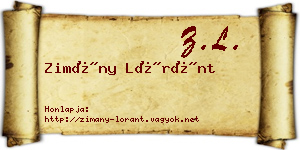 Zimány Lóránt névjegykártya
